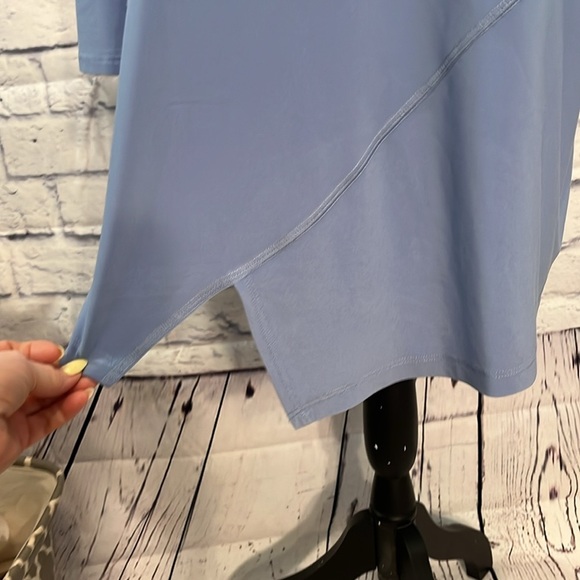 Clara Sun Woo Tunic Top Asymmetrical Hem 3/4 Sleeves Blue Size XL - Picture 3 of 7